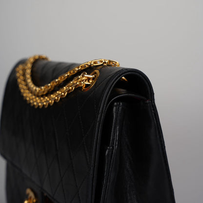 Chanel Vintage Black Lambskin Timeless Flap Bag Gold Hardware