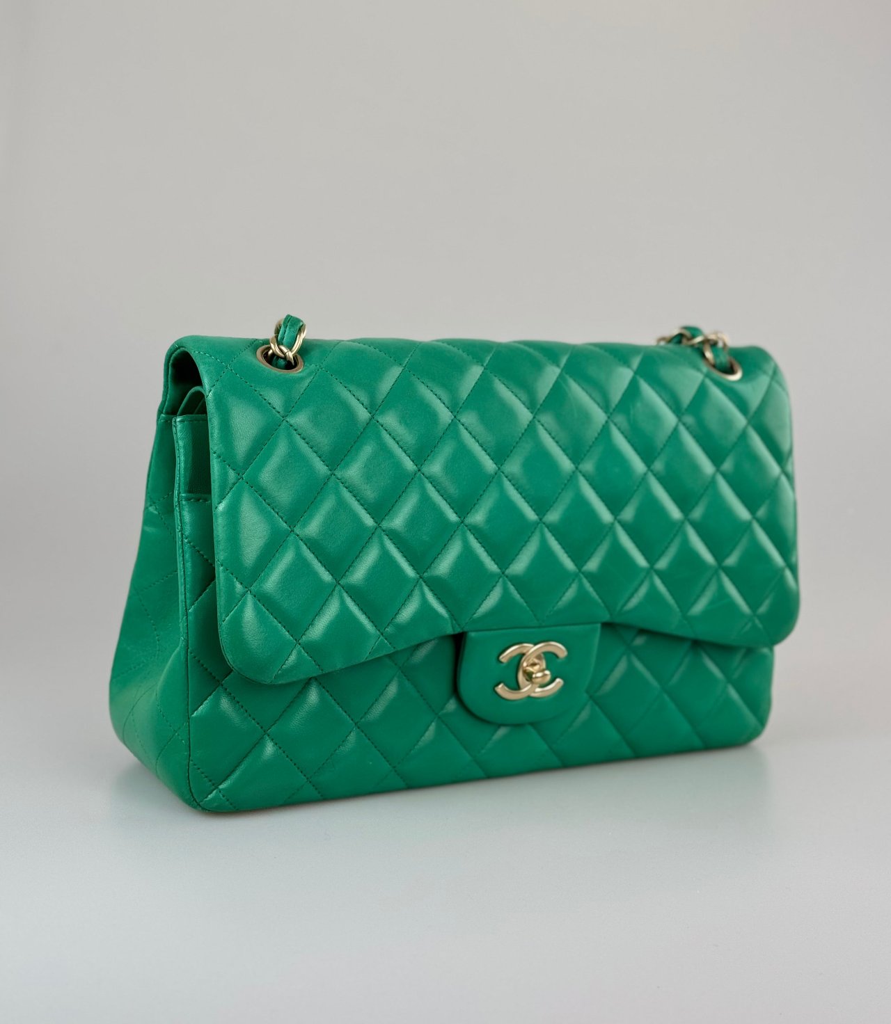 Chanel timeless Flap Bag Jumbo Green with Gold Hardware