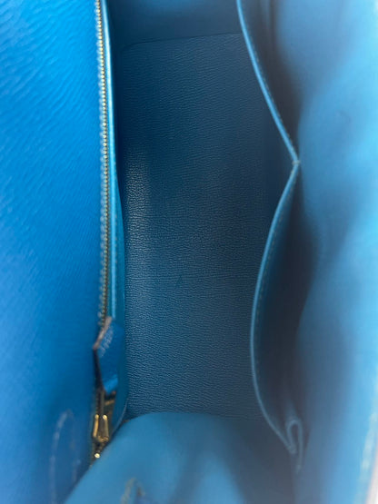 Hermes Kelly Sellier Bag 28cm In Blue Epsom Leather With Gold Hardware