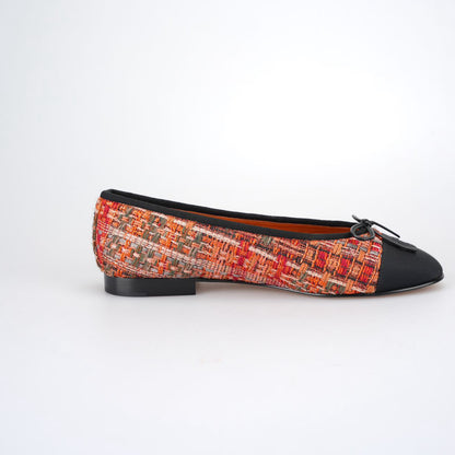 Chanel Ballet Flats Multicolor Fabric and Leather CC 38