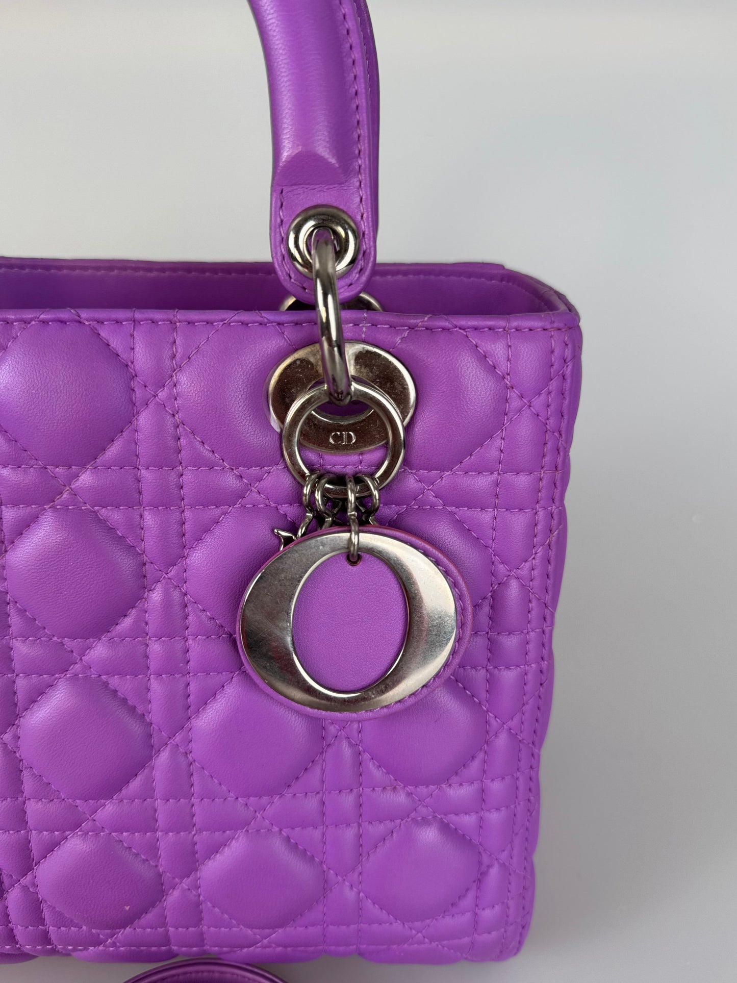 Dior Lady Dior Bag Bag Medium  purple Lambskin Leather with Silver Hardware