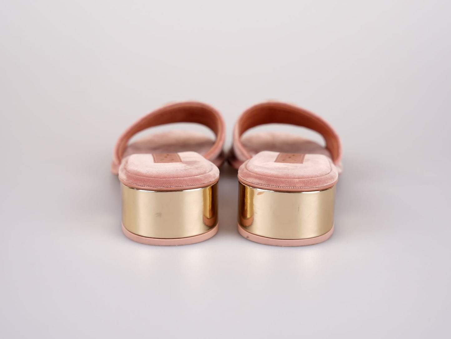 Chanel Gold Heels Pink Mules Size 38C