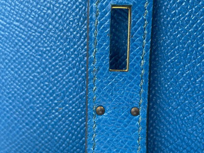 Hermes Kelly Sellier Bag 28cm In Blue Epsom Leather With Gold Hardware