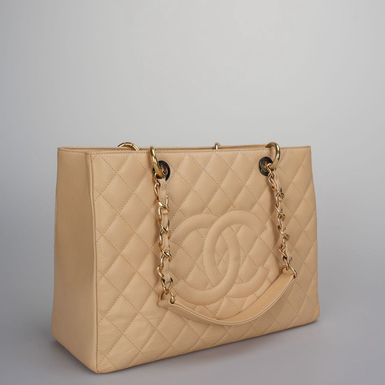 Chanel Grand Shopping Tote Beige GST Bag in Caviar Leather with Gold Hardware