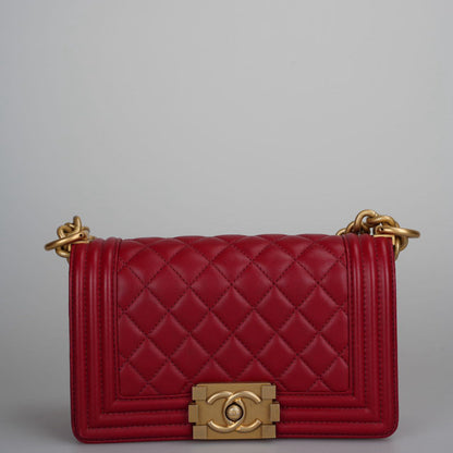 Chanel Quilted reared Small Boy Lambskin with Aged Gold Hardware