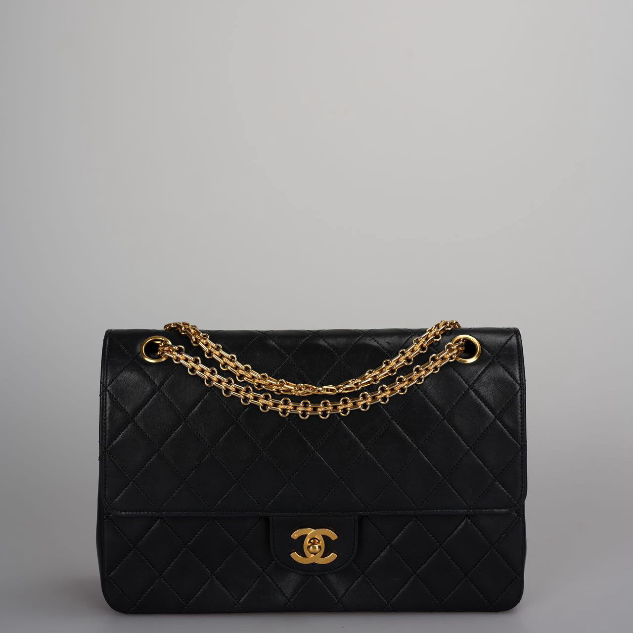 Chanel Vintage Black Lambskin Timeless Flap Bag Gold Hardware