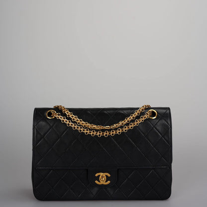 Chanel Vintage Black Lambskin Timeless Flap Bag Gold Hardware