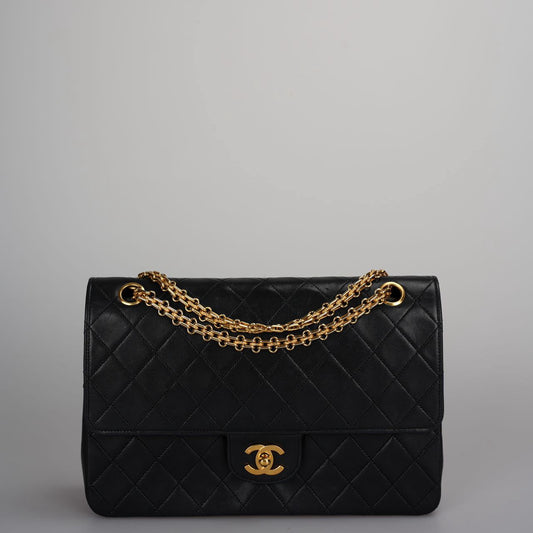 Chanel Vintage Black Lambskin Timeless Flap Bag Gold Hardware