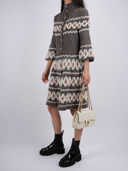 Chanel Fair Isle sweater dress Grey FR38