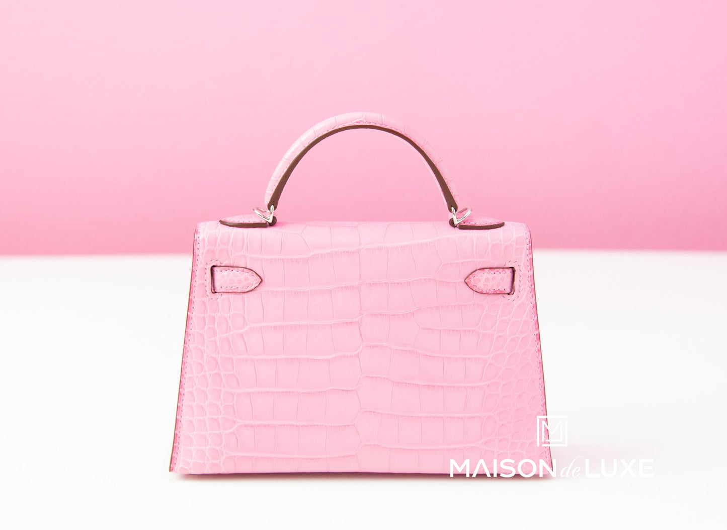 Hermes Mini Kelly II 20 5P Bubblegum Pink Matte Alligator