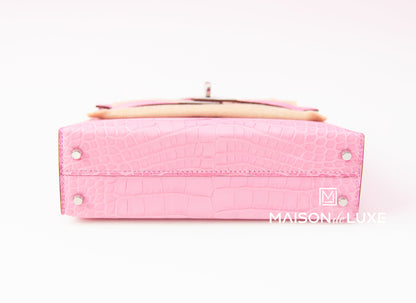 Hermes Mini Kelly II 20 5P Bubblegum Pink Matte Alligator