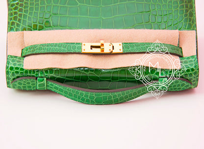 Hermes Cactus GHW Crocodile Mini Kelly Pochette Clutch