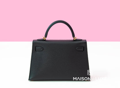 Hermes Mini Kelly II 20 Black Epsom Gold Hardware