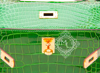 Hermes Cactus GHW Crocodile Mini Kelly Pochette Clutch