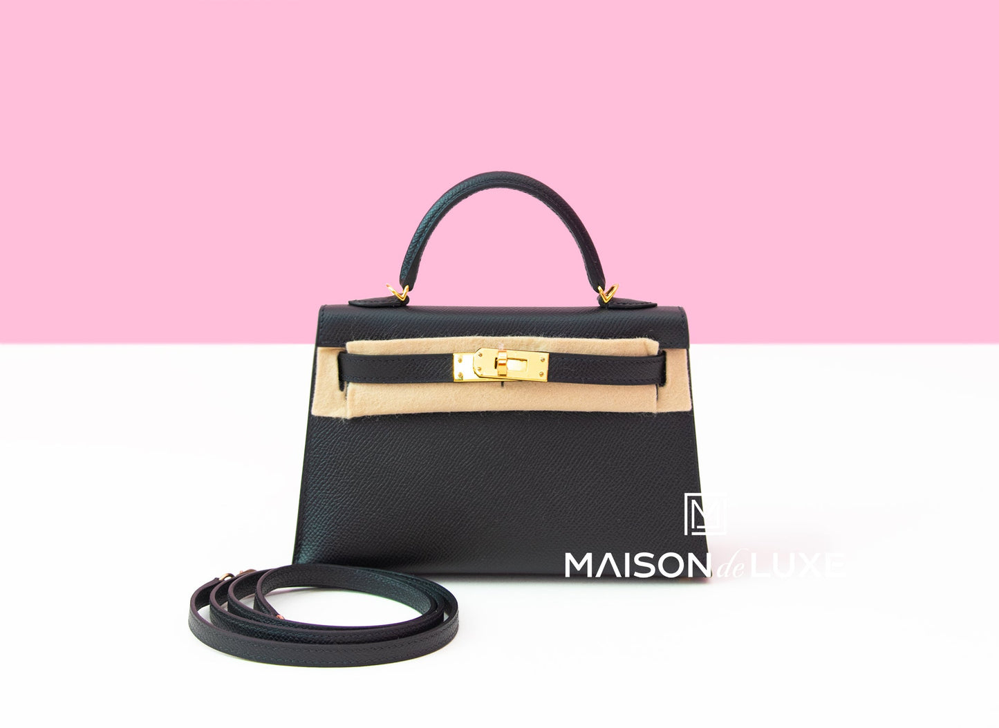 Hermes Mini Kelly II 20 Black Epsom Gold Hardware