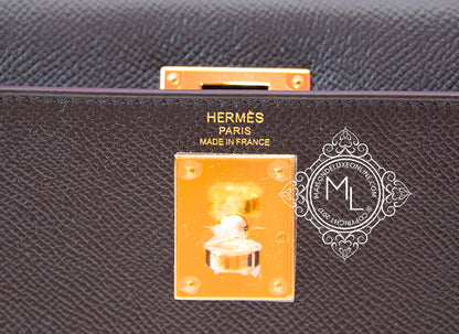 Hermes Noir Black GHW Sellier Epsom Kelly 28 Handbag