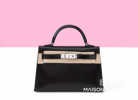 Hermes Mini Kelly II 20 Black Box Palladium Hardware