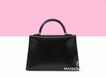 Hermes Mini Kelly II 20 Black Box Palladium Hardware