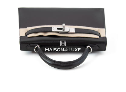 Hermes Mini Kelly II 20 Black Box Palladium Hardware