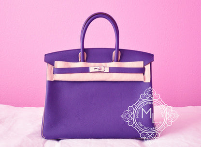 Hermes Iris Purple + Gris Gray Bicolor Togo Birkin 35 cm