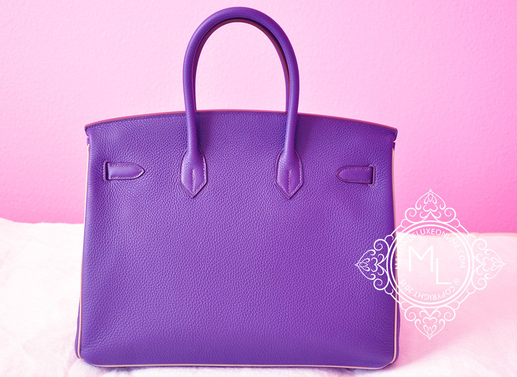 Hermes Iris Purple + Gris Gray Bicolor Togo Birkin 35 cm