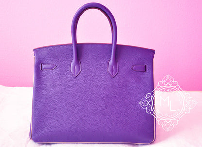 Hermes Iris Purple + Gris Gray Bicolor Togo Birkin 35 cm