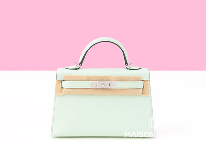 Hermes Mini Kelly II 20 Vert Fizz Chevre Palladium Hardware