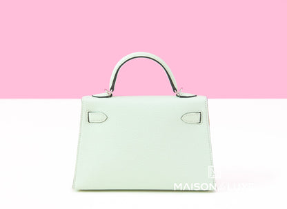 Hermes Mini Kelly II 20 Vert Fizz Chevre Palladium Hardware