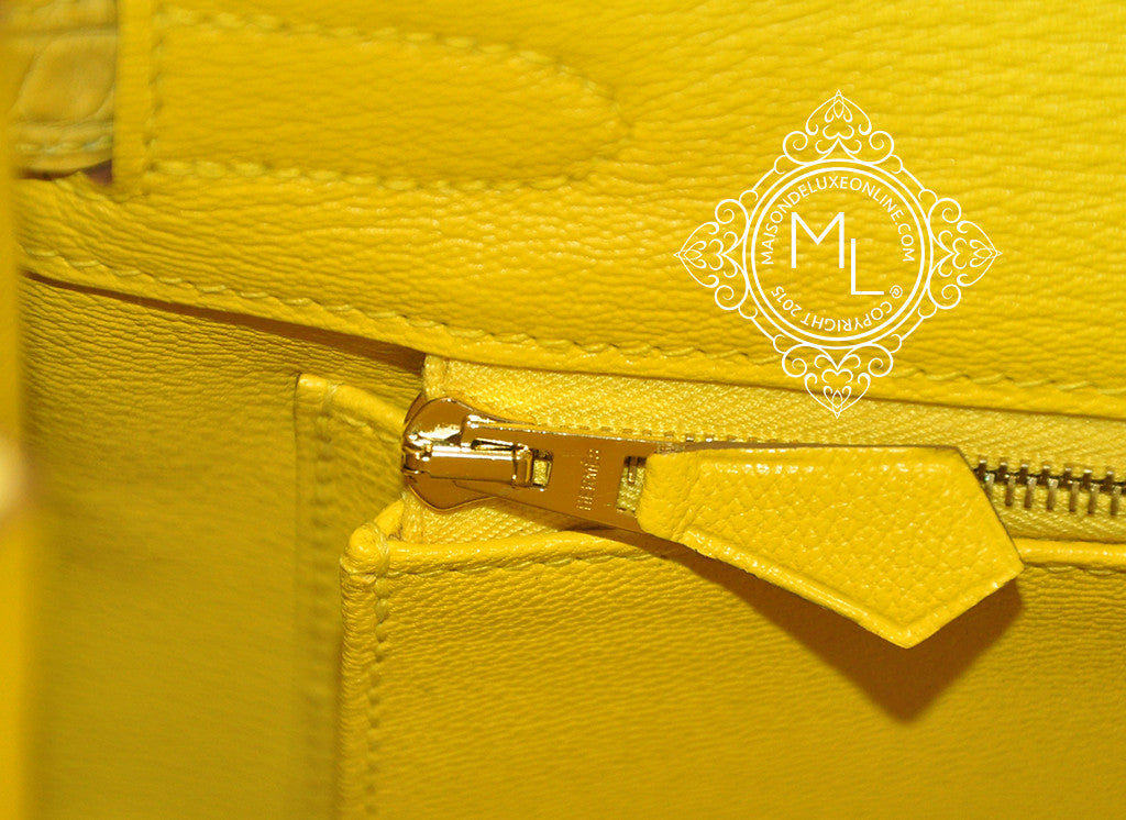 Hermes Mimosa Yellow GHW Crocodile Alligator Birkin 30 Handbag