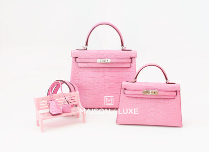 Hermes Mini Kelly II 20 5P Bubblegum Pink Matte Alligator