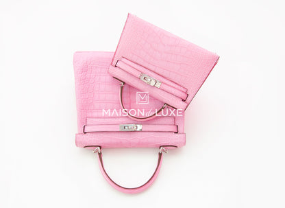 Hermes Mini Kelly II 20 5P Bubblegum Pink Matte Alligator