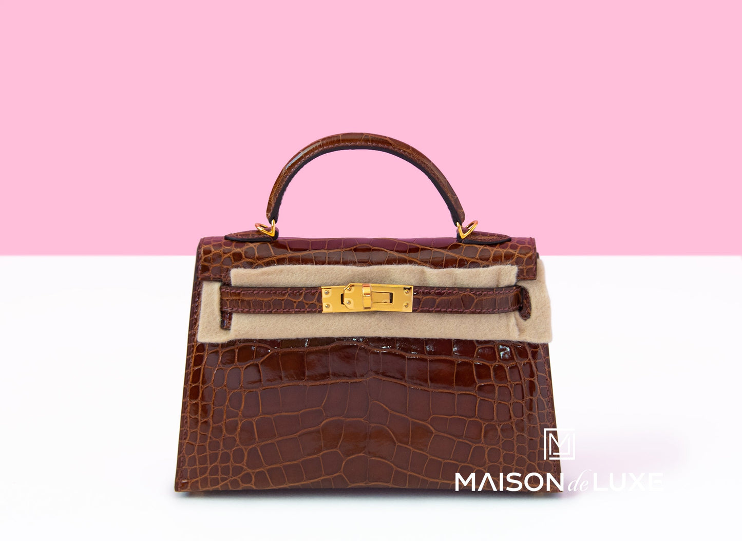 Hermes Mini Kelly II 20 Miel Shiny Alligator