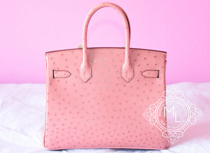 Hermes Pink Terre Cuite GHW Ostrich Birkin 30 Handbag