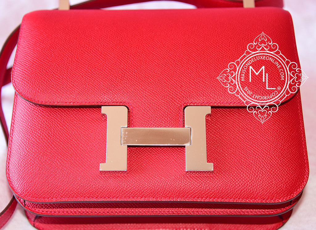 Hermes Rouge Casaque Red Epsom Constance MM 24/25 Handbag