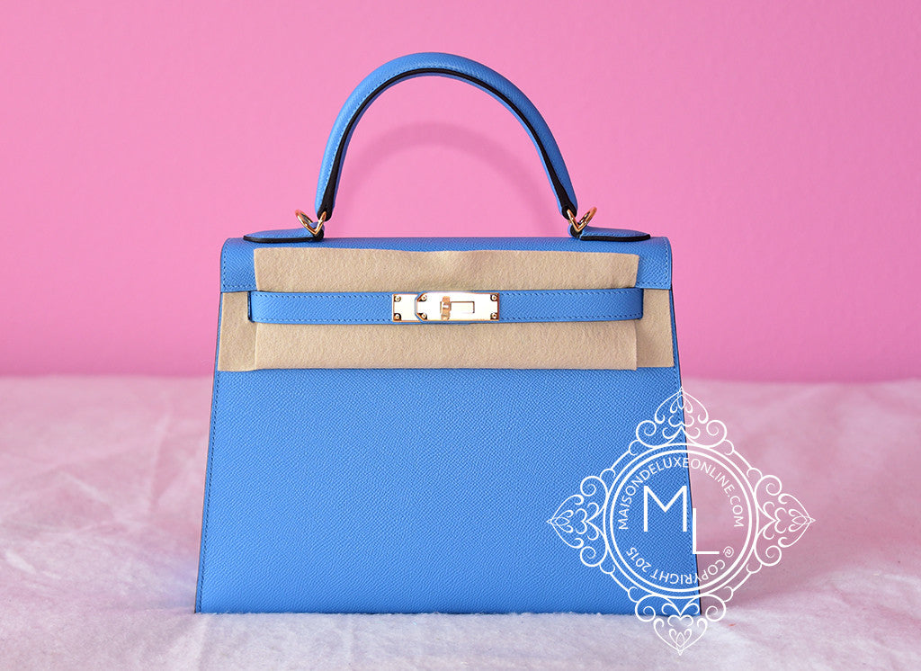 Hermes Baby Blue Paradise GHW Epsom Sellier Kelly 28 Handbag