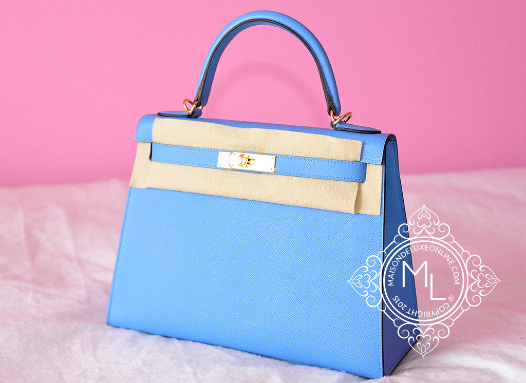 Hermes Baby Blue Paradise GHW Epsom Sellier Kelly 28 Handbag