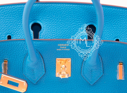 Hermes Blue Zanzibar Togo Gold Hardware Birkin 25 Handbag