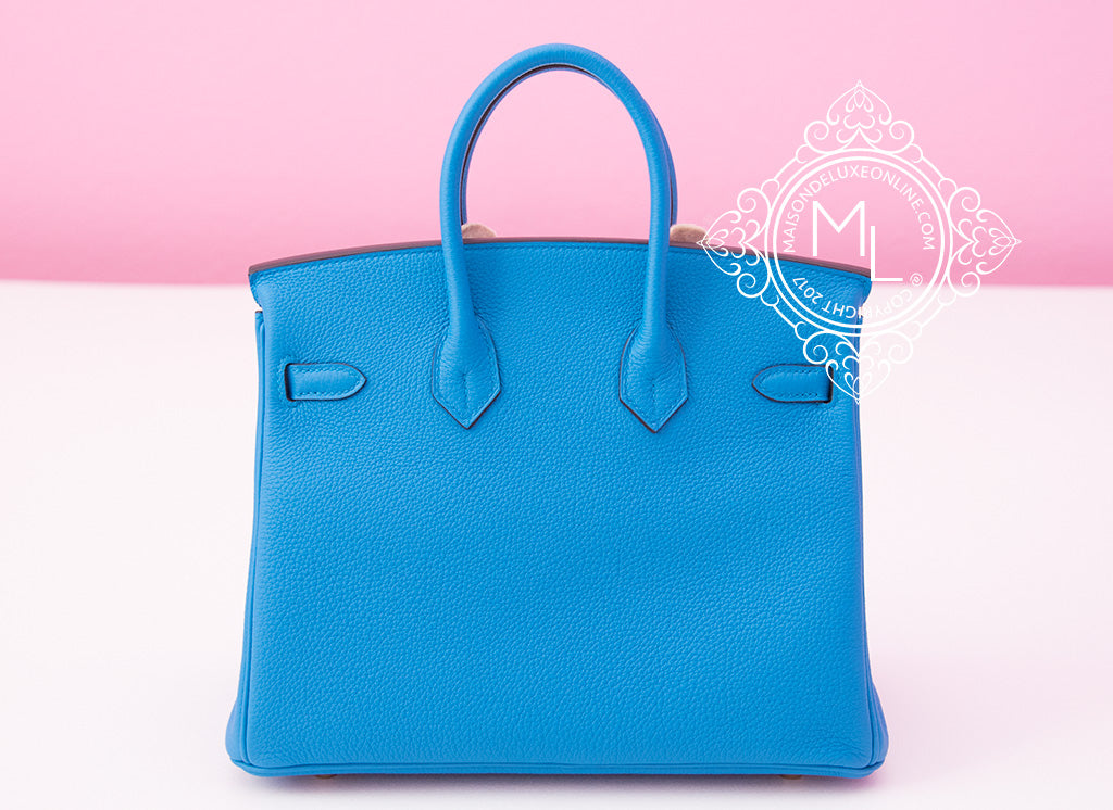 Hermes Blue Zanzibar Togo Gold Hardware Birkin 25 Handbag