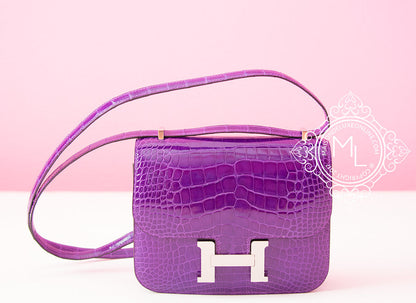 Hermes Constance Mini 18 Ultra Violet Crocodile Handbag