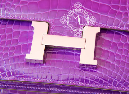 Hermes Constance Mini 18 Ultra Violet Crocodile Handbag