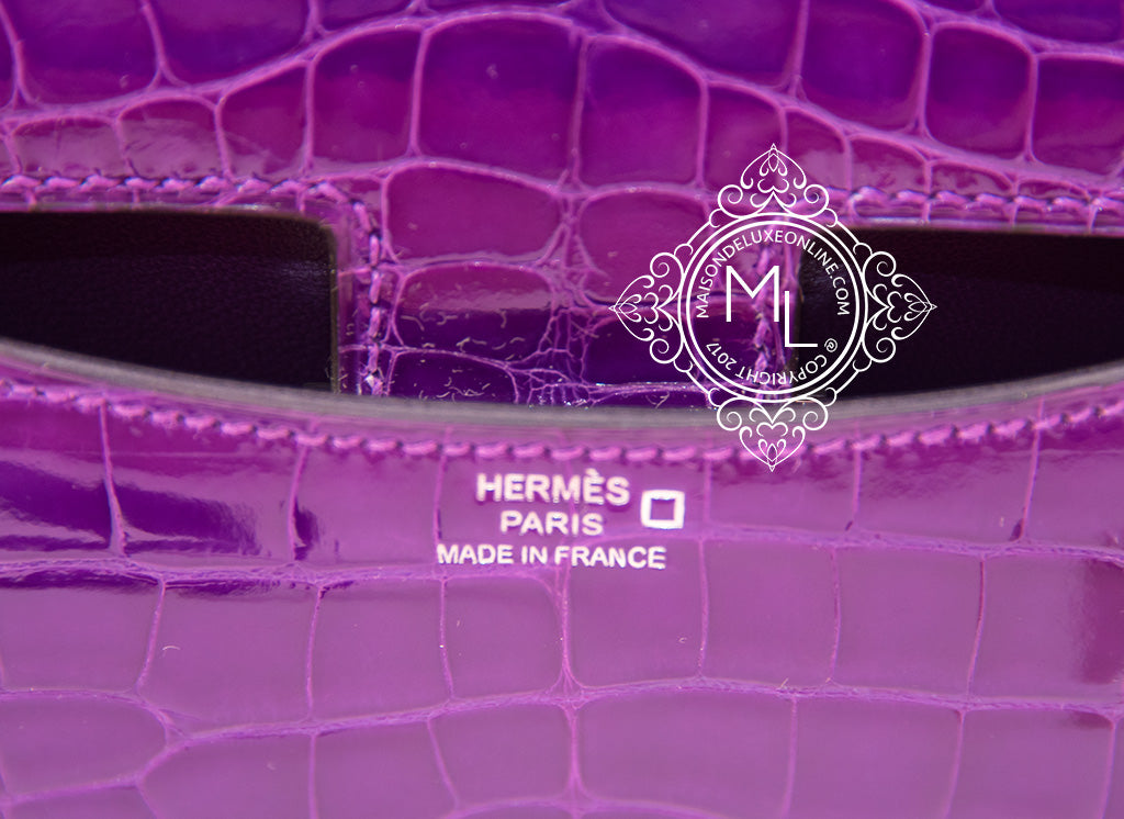 Hermes Constance Mini 18 Ultra Violet Crocodile Handbag