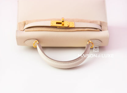 Hermes Mini Kelly II 20 Craie Epsom Gold Hardware