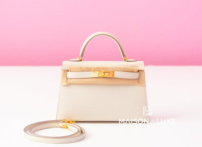 Hermes Mini Kelly II 20 Craie Epsom Gold Hardware