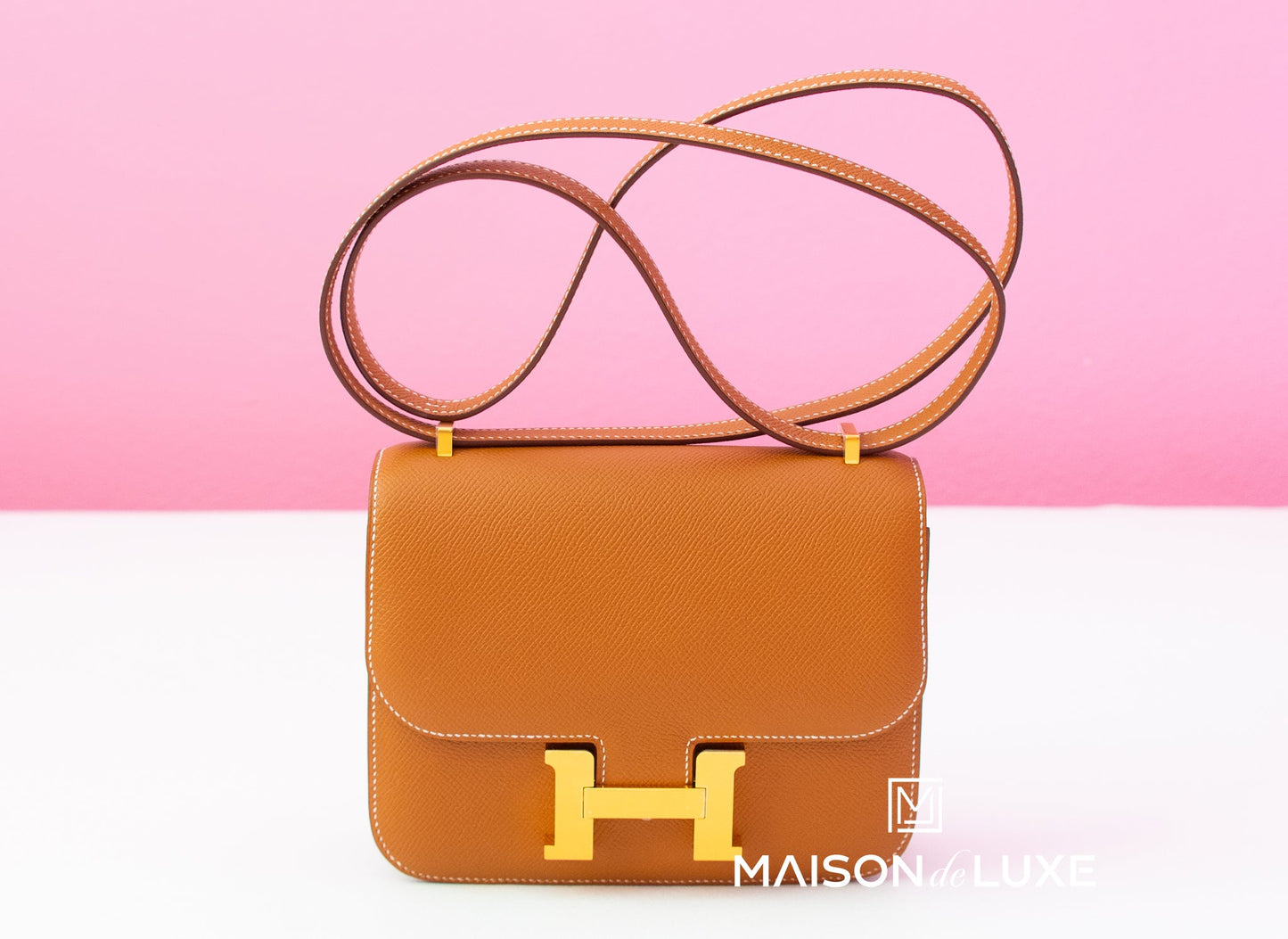 Hermes Constance Mini 18 Gold Epsom Handbag