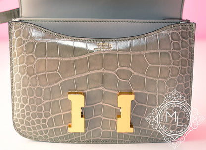 Hermes Gris Tourterelle Crocodile Constance Mini 18/19 Handbag