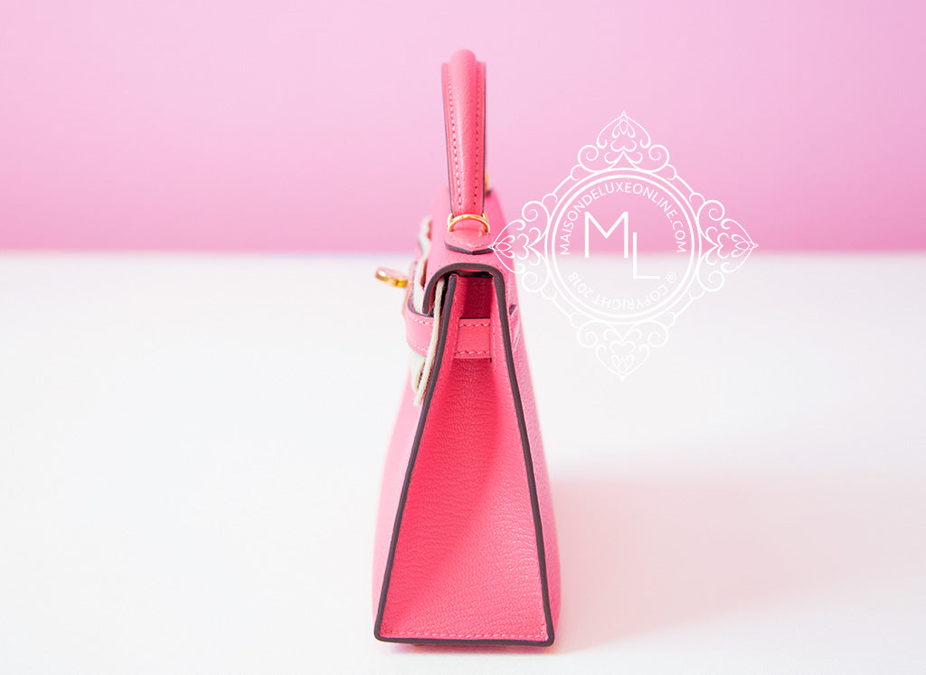 Hermes Mini Kelly II 20 Rose Lipstick Chèvre Mysore