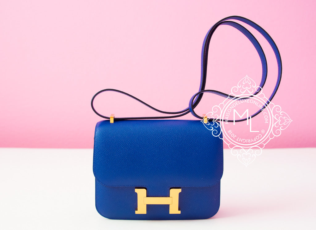 Hermes Constance Mini 18 Blue Electrique Epsom Handbag