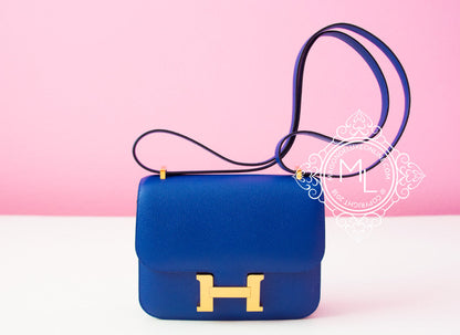 Hermes Constance Mini 18 Blue Electrique Epsom Handbag