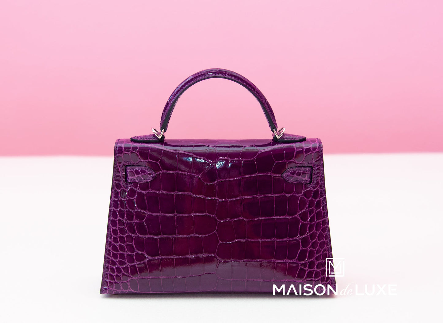 Hermes Mini Kelly II 20 Cassis Shiny Alligator