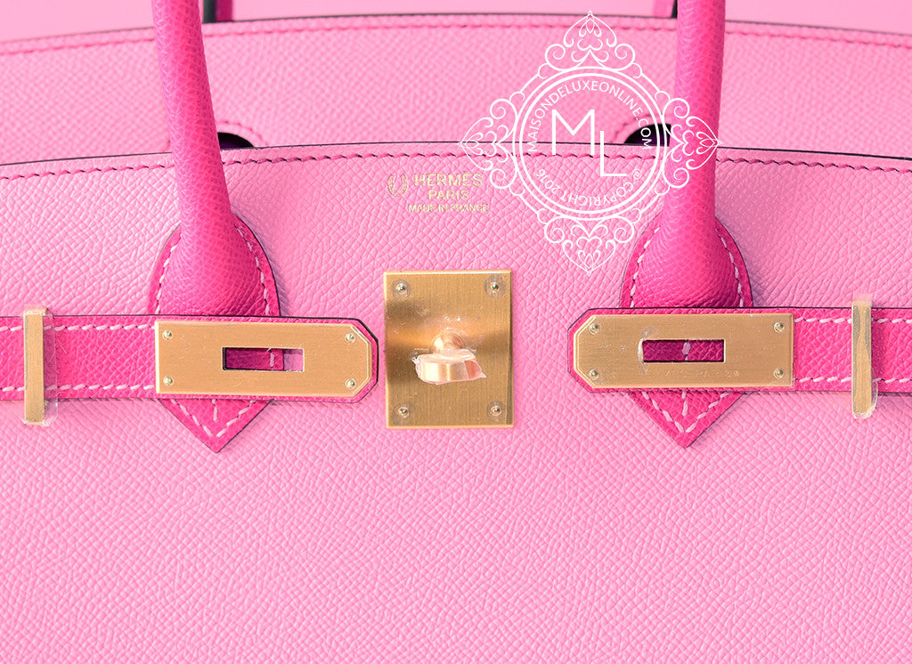 Hermes 5P Pink Rose Tyrien Epsom Birkin 30 Handbag